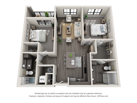 2 bed 2 bath floor plan C at 5300 Centre, St. Peters, MO, 63376